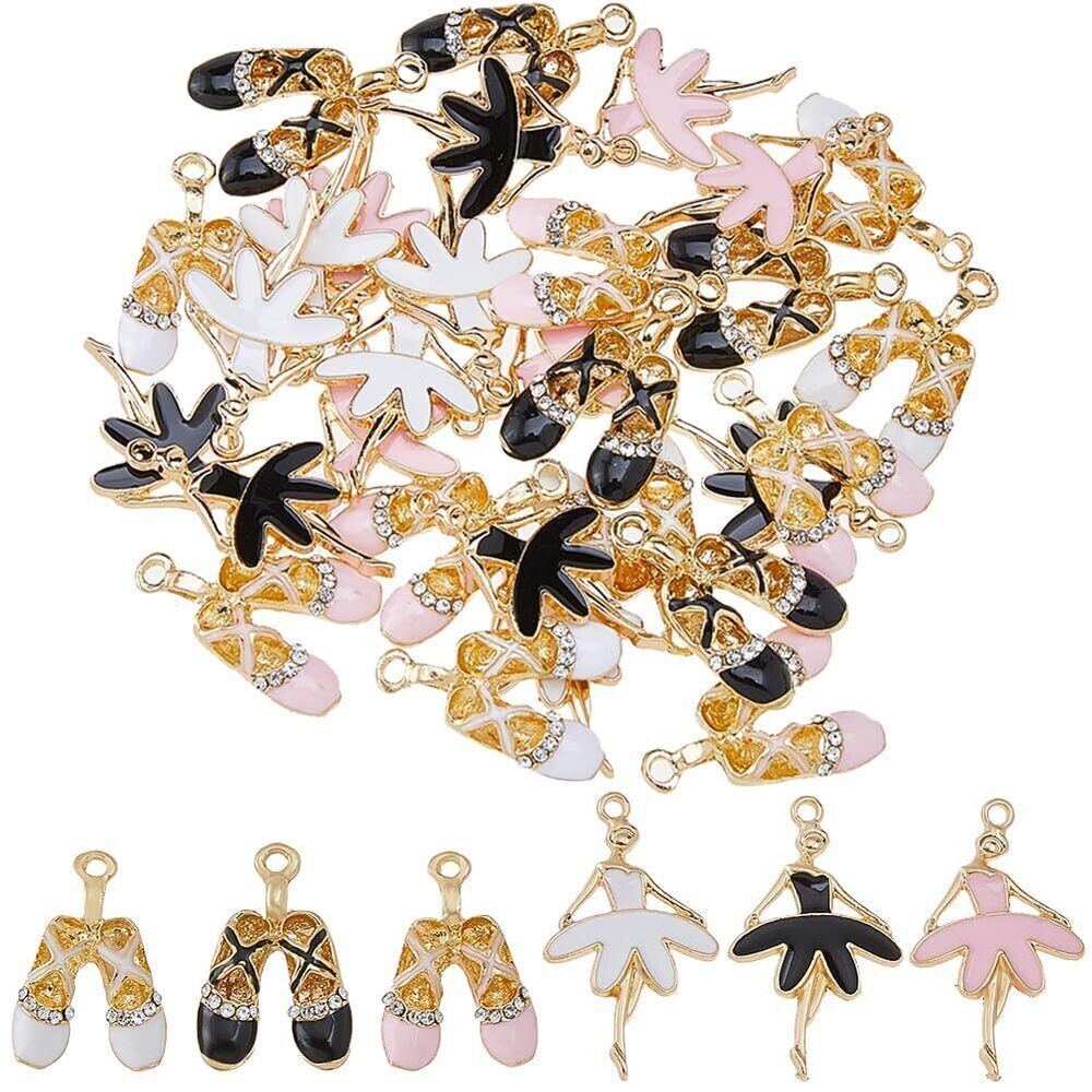 9300 36Pcs 6 Styles Ballet Dancer Charm Alloy Enamel Ballet Charms